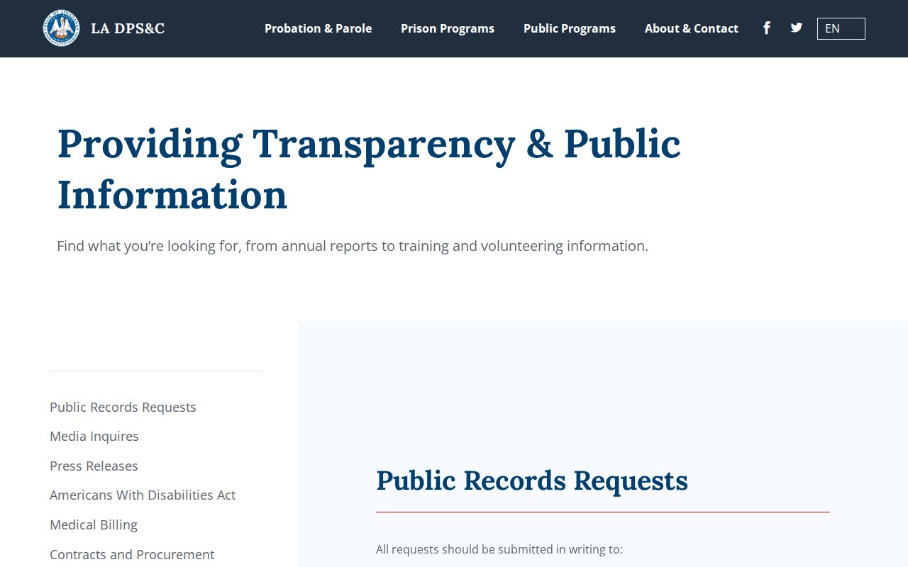 Louisiana DOC public records policy for Iberia Parish arrest follow-up
