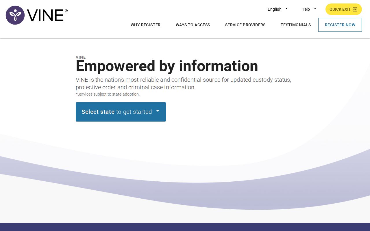 Louisiana VINELink search interface for state county name and ID choices
