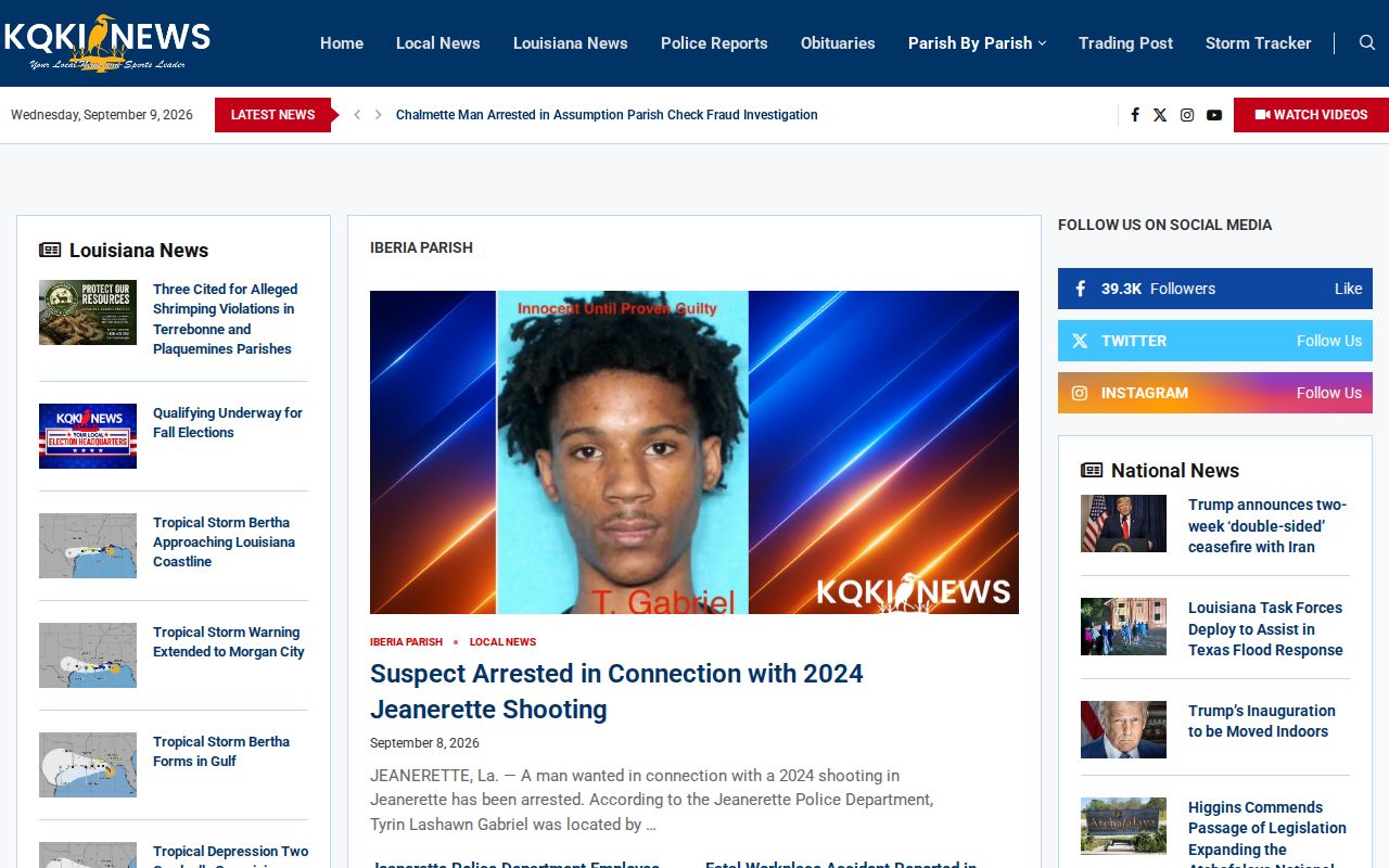 KQKI local news coverage of Iberia Parish arrests